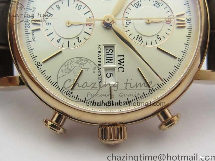 MIROTIME 0220 Efficient Portofino Chrono RG ZF 1:1 Best Edition White Dial on Brown Leather Strap A 7151